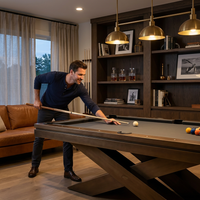 Meridian Atelier X-Frame 8-Foot Designer Pool Table — Lifestyle