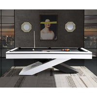 Designer Pool Table Built for Professional Play, 8-Foot Slate Bed, Tournament Cloth, X-Frame Base